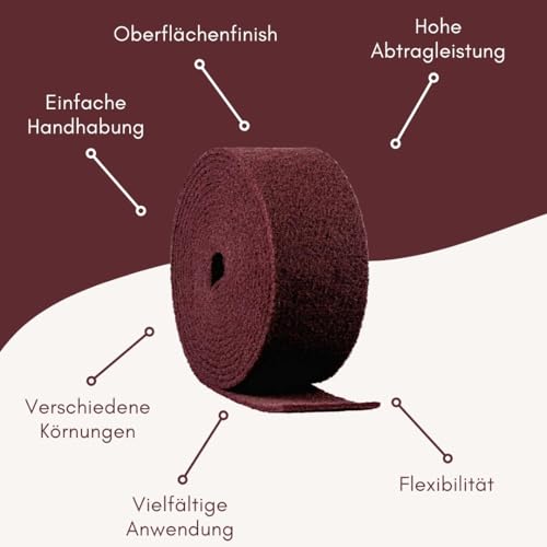 Contura Sanding Fleece Roll 1000 mm Sanding Mat Coarse - 120 Grit Sandpaper Stainless Steel Wood Metal Paint 100 x 10 cm