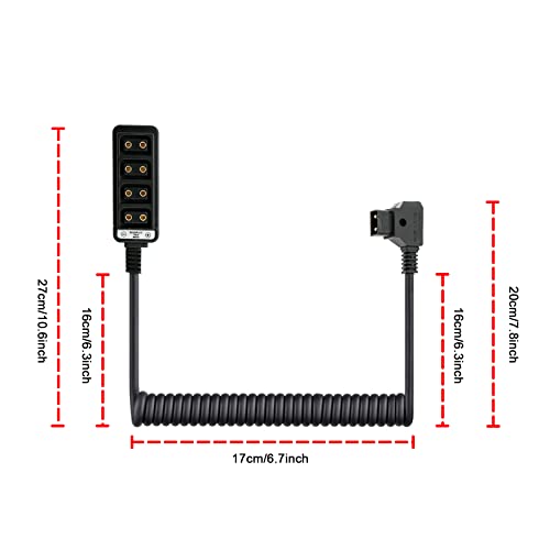 Alvin's Cables D-tap Male to 4 Port D-Tap Female Coiled Splitter Cable for Anton Bauer V-Mount Battery