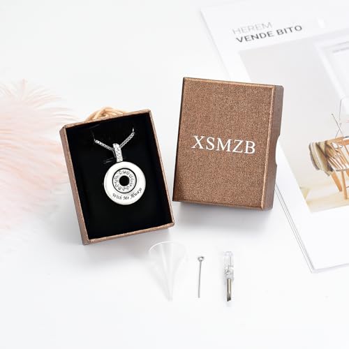 XSMZB Circle of Life Memorial Urn Necklace with Zircon Cremation Jewelry for Ashes of Loved One With Me Always Ashes Keepsake Pendant Silver