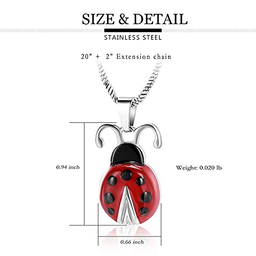 Yinplsmemory Cremation Jewelry Flying Ladybug Urn Necklace for Ashes for Women Stainless Steel Animal Shape Ashes Keepsake Urn Locket Memorial Jewelry Silver with Black