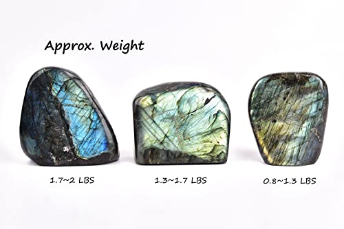 AMOYSTONE Single Decorative Stone Labradorite Polished Stone Slab Crystal Aura Healing Reiki Home Decor Small 0.8-1.3 LBS 0.8 ~ 1.3 LBS Labradorite a