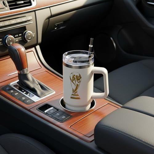 Official FIFA World Cup 2026 Edition - 30oz Insulated Double Tumbler W/Handle & Straw - Premium Stainless Steel- Handwash Only - Keep Beverages Hot 12 hr/Cold 24 hr - White