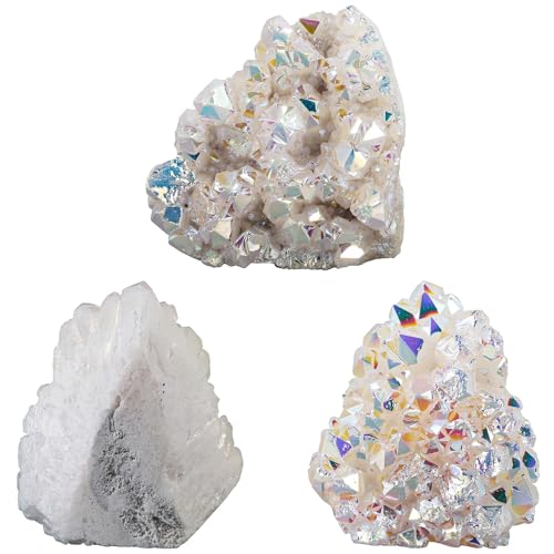 rockcloud Natural Color Titanium Coated AB Crystal Cluster Reiki Crystal 2.16-4.13 Inch
