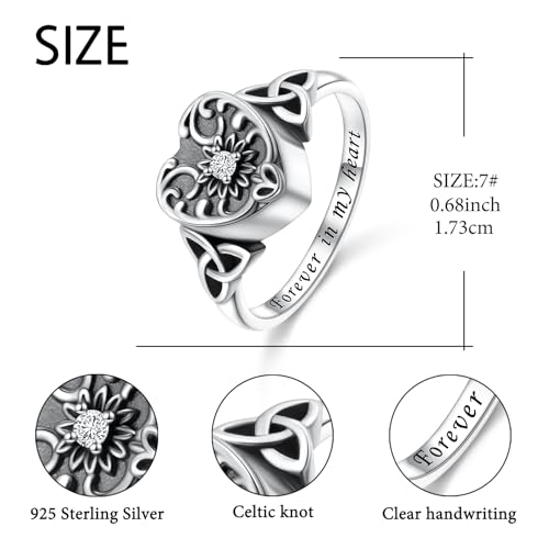 Urn Ring for Ashes for Women 925 Sterling Silver Celtic Knot Ring