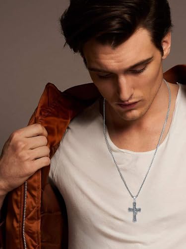 Patron Saint Necklace 925 Sterling Silver St Amulet Medal Pendant Religious Protection Jewelry Gifts for Men C01-Saint Michael Cross
