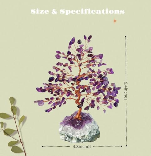 Natural Amethyst Tree of Life, Handmade Copper Wire Crystal Healing Decor Amethyst Crystal