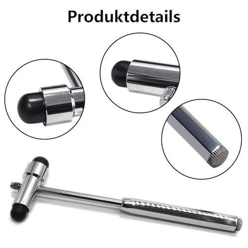 Reflex Hammer Medicine with Built-in Brush, Neuro Reflex Hammer with Double Plastic Head, Neurological Reflex Hammer Heavy, Multifunctional Reflex Diagnostic Hammer for Neurological Tests | Neurological reflex hammer with brush & double head. Heavy, pr...