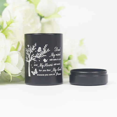 3 Inch Small Urn for Human Ashes Aluminum Mini Cremation Small Keepsake Box for Sharing Ashes Mini Urn-Dad Black-Dad