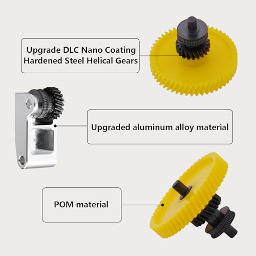 Hardened Steel Extruder Gear Kit for X1/P1 Series, 3D Printer DLC Nano Coating Hardened Steel Extruder Dual Gear Aluminum Handle and POM Gear Kit for P1P, P1S, X1C, X1E