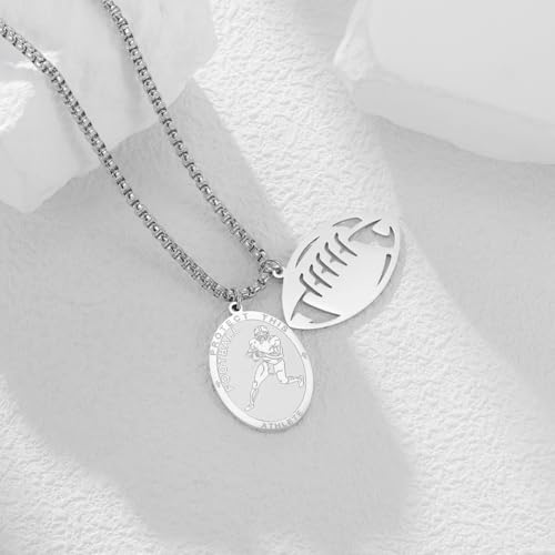 Dreamtimes St. Sebastian Medal Necklace for Men Women Stainless Steel Religious Saint Patron of Athletes Catholic Necklace Amulet Medal Protection Jewelry Football-S