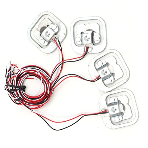 50 kg Weight Sensor Set with HX711 Module, 4 Pieces Half Bridge Strain Gauge, 3 Operating Modes, 2 Analogue Channel Inputs, 34 x 34 mm Sensor