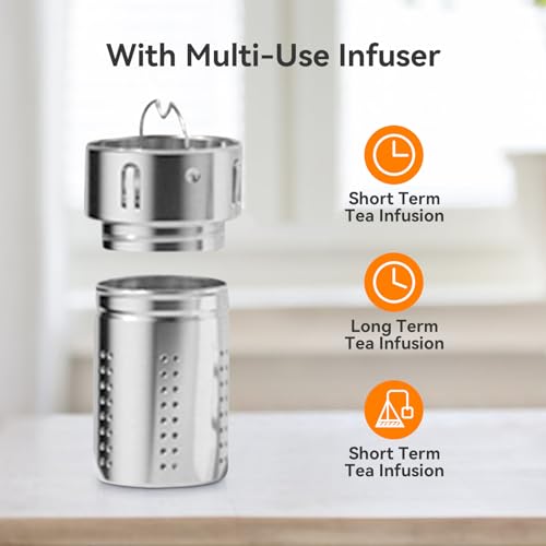 Stainless Steel Insulated Tea Infuser Bottle, Vacuum Insulated Water Bottle, Tea Tumbler with Separate Tea Compartment, 24-Hrs Insulation Commute Travel (Green,32oz/1000ml) Green 33.8 Ounces