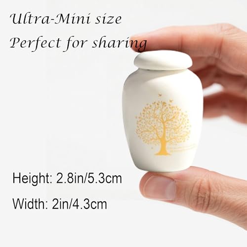 Small Ceramic Urns for Human Ashes Set of 4, Mini Keepsake Urns with Tree of Life Design, Elegant Memorial Decorative Urns Sharing with Families, 2" ×2.8", Tree