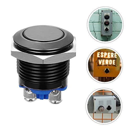 ABOOFAN 2 x Push Button Black Metal Shell Momentary Button Reset Push Button Built-in Button Locking Button