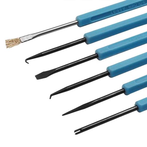 6 in 1 Welding Tool Kit, Double Sided Soldering Assistence Disassembly Tool, PCB Cleaner, PCB Repair Kit (Blue)