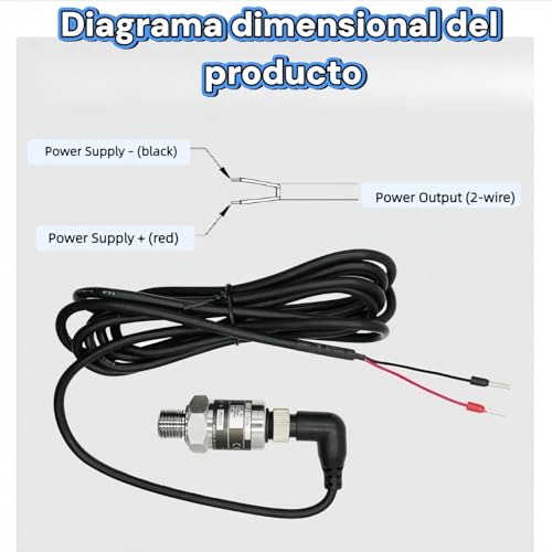 Stainless Steel Pressure Transducer 0-10 Bar Pressure Sensor 1 Mpa Pressure Transmitter Highly Accurate Water Pressure Sensor Bends 24 V DC 4-20 mA Output G1/4 Inch for Water Gas, Protection Class IP68