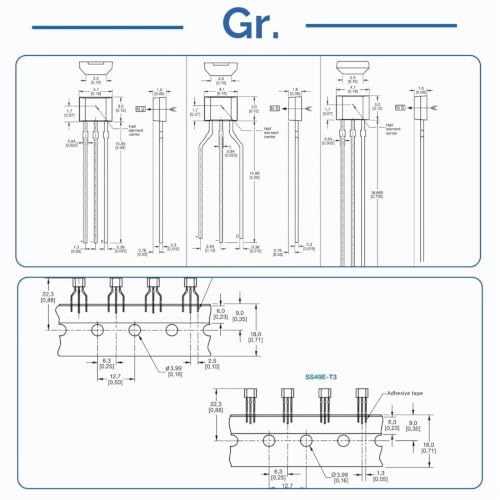 Hall Sensor, 20 Pieces Linear Sensor Hall Sensor Oh49E Ss49E Hall Effect Sensors, Magnetic Detector Measurement for Industrial Electrical Accessories