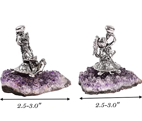 AMOYSTONE Amethyst Cluster with Drunkard Statues Crystal Collection Home Office Decor Unique Gifts 1PC