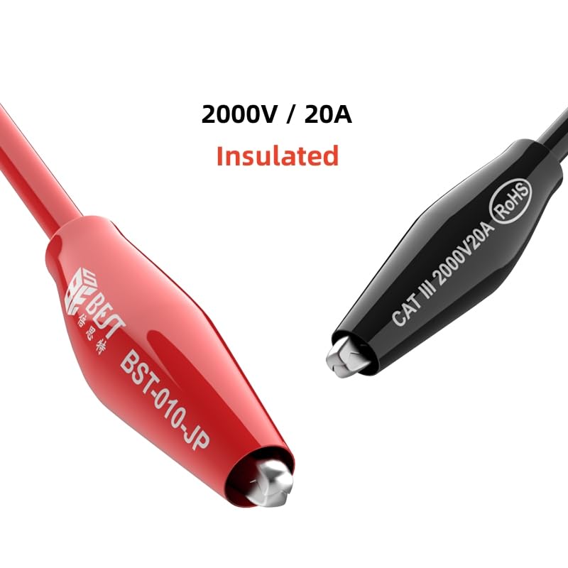 [Australia - AusPower] - CAT III 18AWG Test Leads with Insulated Alligator Clips, 4mm Banana Plug to Alligator Clips Electrical Test Leads 2000V 20A for Multimeter Electrical Testing Length 41 inch 