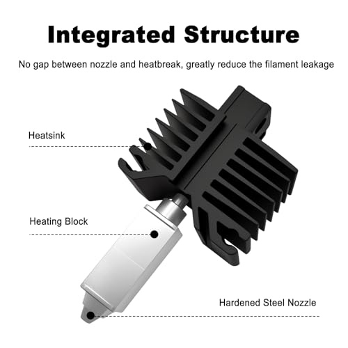 0.2mm Hardened Steel Hotend Nozzle Kit for Bambu Lab P1P P1S X1 X1C, All-Metal Integrated Design 300℃ High-Temperature Print Head Replacement 0.2mm X1/P1S