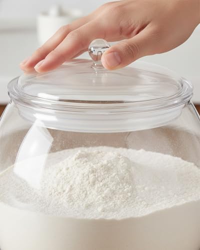 Rocutus Candy & Cookie Jar with Airtight Lid, Plastic Candy Jar Cookie Jar Jar for Pantry Organization, Sugar, Flour, Pasta, Dog Treats, Clear Food Storage Canister & Home Decoration (1.5 Gallon) 1.5 Gallon