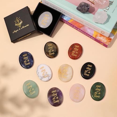 Rose Quartz Thumb Worry Stone Anxiety Stress Relief Reiki Gemstone Healing Crystals Energy Balancing Spiritual Therapy Meditation Gifts for Women Men Rose Quartz