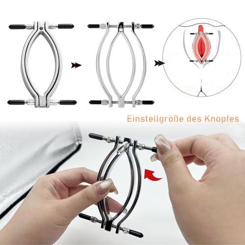Metal Labia Spreader, Stainless Steel Clitoris Clip, SM Vagina Spreader Adjustable Speculum G Spot Labia, BDSM Masturbation Sex Toy, Role Play Adult Sex Toy