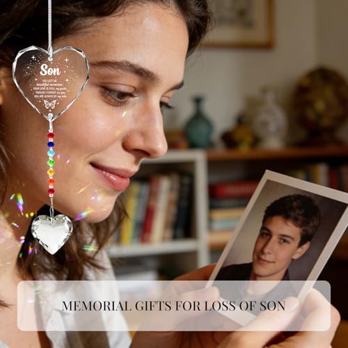 Hegelda Memorial Gifts for Loss of Son Crystal Suncatcher