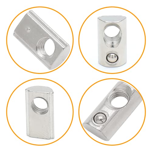 Qjaiune M5 spring T nuts for 2020 extrusion, 6mm slot, nickel-plated 100-piece pack