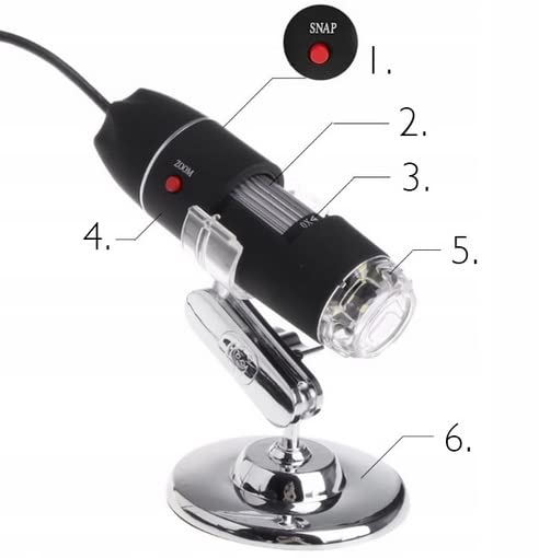 Retoo Digital Microscope Camera with 1600x Magnification Endoscope, 8 LED Lights, Compatible with Windows XP, Vista, 8,10, Android, Mini Video Camera, Digital Microscope with Metal Stand, Mini Camera