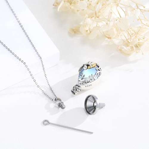 CHENGHONG 925 Sterling Silver Ashes Necklace for Dog - Cremation Jewellery Moonstone Urn Keepsake Memorial Gifts for Pet Lover Loss of Dog Women