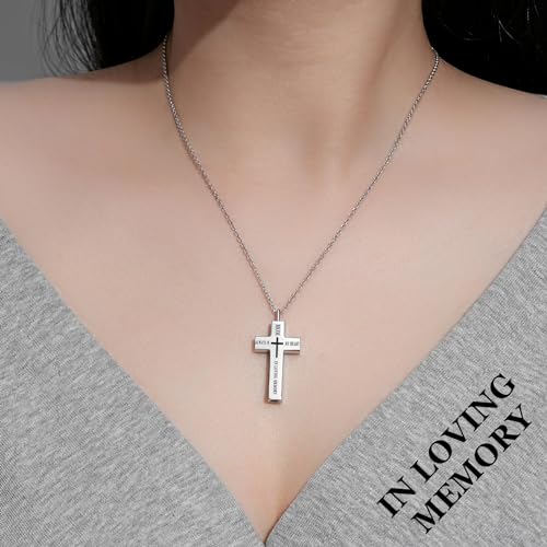 925 sterling silver cross souvenir ashes necklace urn pendant MOM