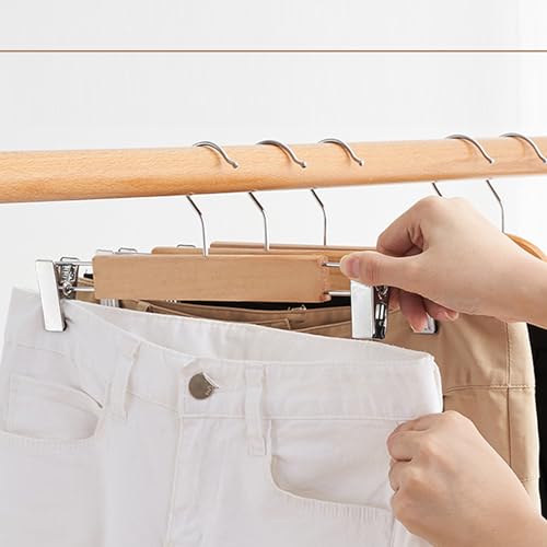 10pcs Children's gold Wooden Hangers,Natural Wooden Kids Gold Hanger,Coat Skirt Hangers with Gold Clips,Toddler Hangers for Baby Clothes Closet(Silver) (Silver) Silver