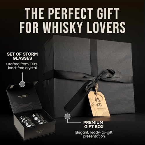 TSUKIGLASS Storm Crystal Cocktail Whiskey Glasses Set of 2, Gifts for Men