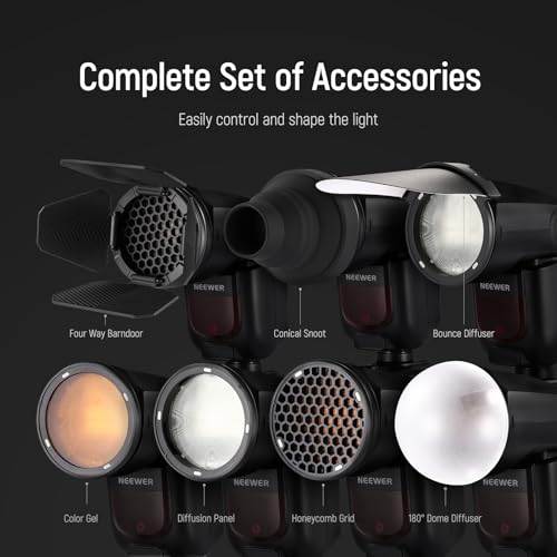 NEEWER CRM2 Magnetic Accessories Kit for Round Head Flash, Speedlite Light Shaper Modifier Diffuser Set Compatible with Godox V1 & V100, NEEWER Z3R-C/N/S, Z2-C/N/S/F, Z2Pro-C/N/S/F, Q120, Q200