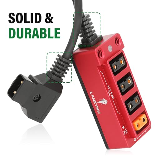 12V Metal Regulated Surge Protection P-Tap D-Tap Splitter for ARRI|RED|Sony|Teradek |Smallhd|DJI|TILTA |SmallRig|V-Mount|Gold-Mount, 4 * 1/4"-20 Screw Threads- 17.7 inches(Red)