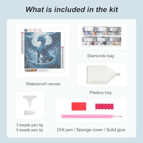 Domnpes Dragon Diamond Art, Diamond Painting Kit for Adults