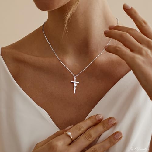Faith Cross Pendant Necklace for Women Religious Christian Jewelry for Women Birthday Gifts for Grandma Mom Daughter Teacher