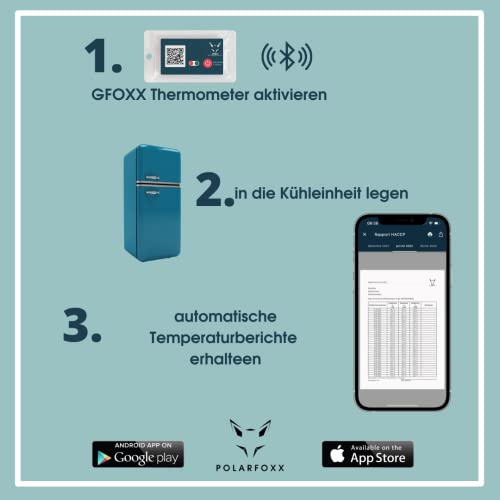 Bluetooth Data Logger Thermometer - 380 Days Running Time, 0°C to +60°C - Automatic Temperature Lists - HACCP Compliant - Digital Hygiene Documentation via App with Alarm Function