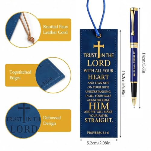 SIMDAO Christian Gift for Men, A5 Leather Notebook with Pen & Bookmark, 100Sheets/200Pages, Bible Study Journal, Religious Gifts for Men and Women Office School
