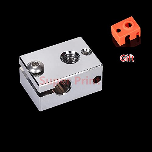 2PCS PT100 V6 Heater Block Plated Copper with Silicone Sock for V6 Hotend,Titan Dual Driver Extruder,V6 heatbreak,Prusa i3 MK3/MK3S hotend.(2PCS)