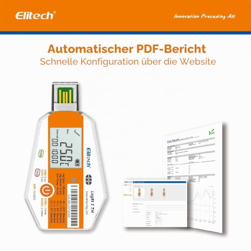 Elitech WHO PQS Certified Temperature Data Logger with Light Sensor (PDF Report/USB) Disposable Temperature Recorder for Vaccine Cold Chains LogEt1 Disposable Temperature Logger Pack of 1