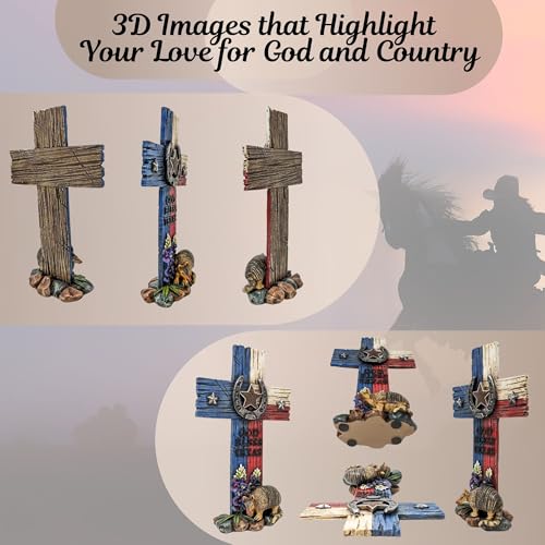 BestGiftEver God Bless Texas Faux Wood Cross - Rustic Tabletop Decor