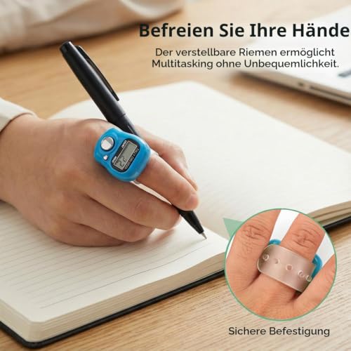 Pack of 2 Electronic Finger Counters, Digital Mini Counter Made of Plastic, Easy Portable Resettable Mesh Counter for Knitting, Suitable for Counting for Crocheting, Crochet Accessories