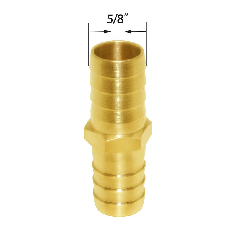 Joywayus 5/8" ID Hose Barb Hex Union Brass Fitting Water/Fuel/Air with 10 Stainless Steel Clamps (Pack of 5) 5/8" 5PCS