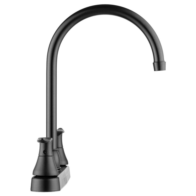 Dura Faucet DF-PK330HLH-MB RV Swivel J-Spout Kitchen Faucet (Matte Black) | RV swivel j-spout kitchen sink faucet for camper and trailer galleys. Matte Black finish.