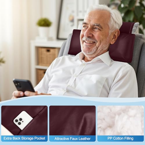 Adjustable burgundy recliner pillow from AHUAWA providing neck and head support for reading and bed rest.
