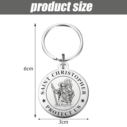 St Christopher Keyring Travel Guardian Cross Keychain for Men