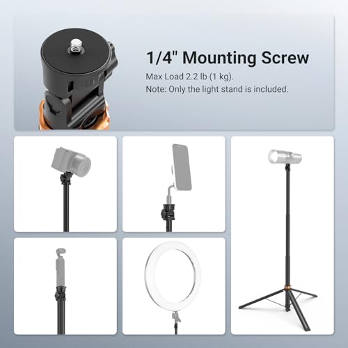 NEEWER Basics Photography Light Stand, 81" Extendable Metal Portable Adjustable Camera Tripod for Continuous Output Lighting, 1/4" Screw Compatible with Canon Nikon Sony DSLR Webcam Pocket 3, ST016