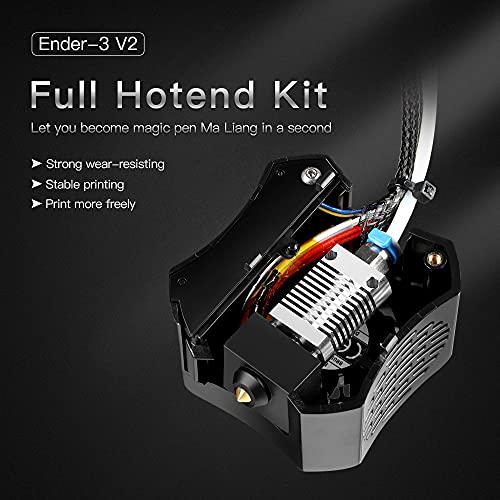 Creality Ender 3 V2 Full Hotend Kit, 3D Printer Accessories, Assembled Nozzle Kit with Dual Fans and ABS Shell for Ender-3 V2 Black